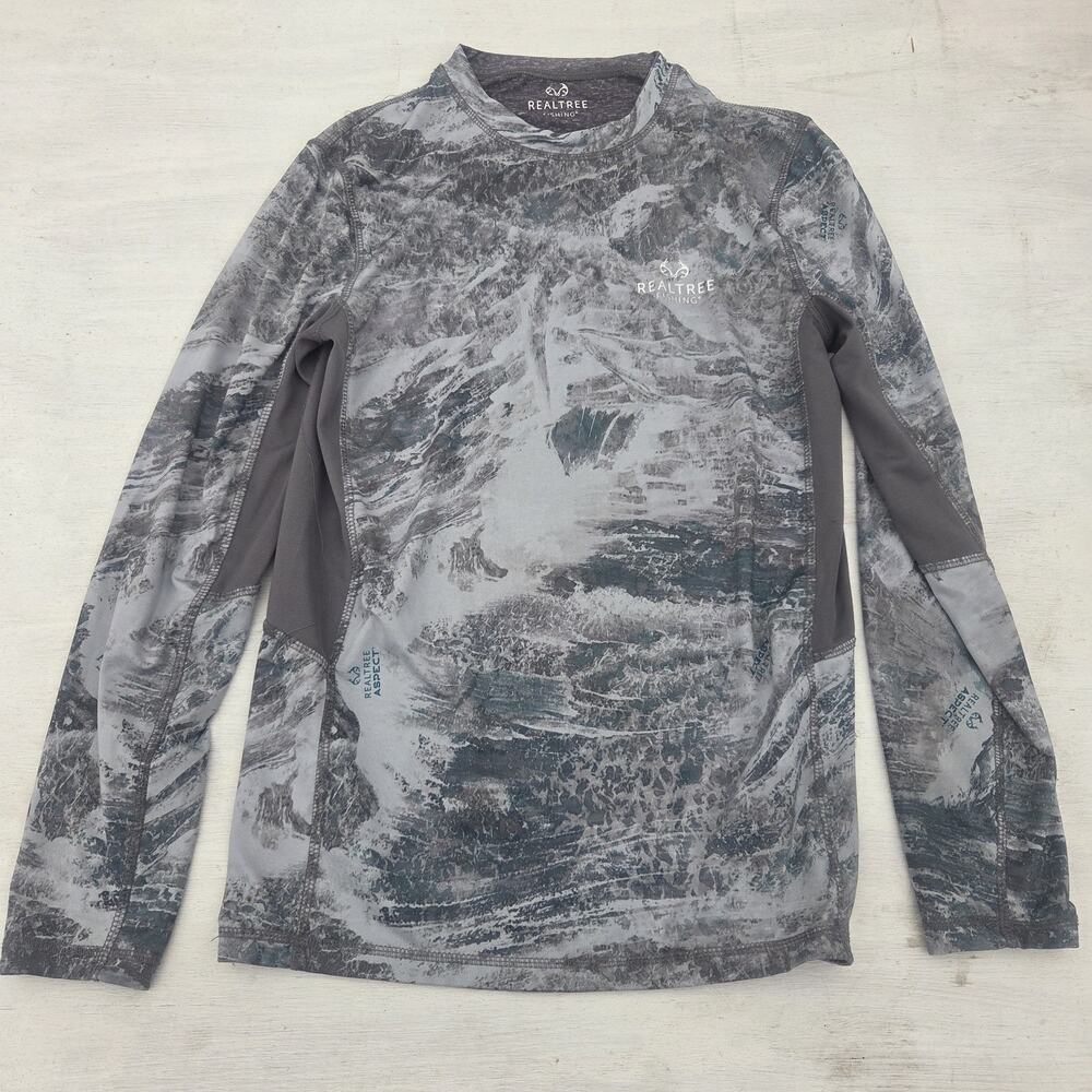 Realtree Fishing Shirt Mens Size Small Gray Camo Polyester Realtree Outdoors